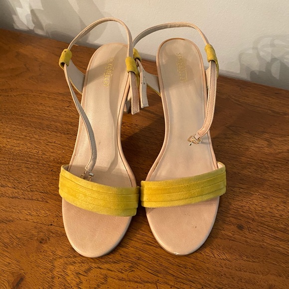 yellow suede sandals